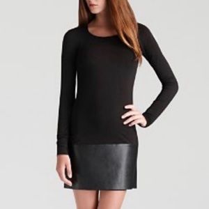 Bailey 44 Black Faux Leather Panel Jersey Dress